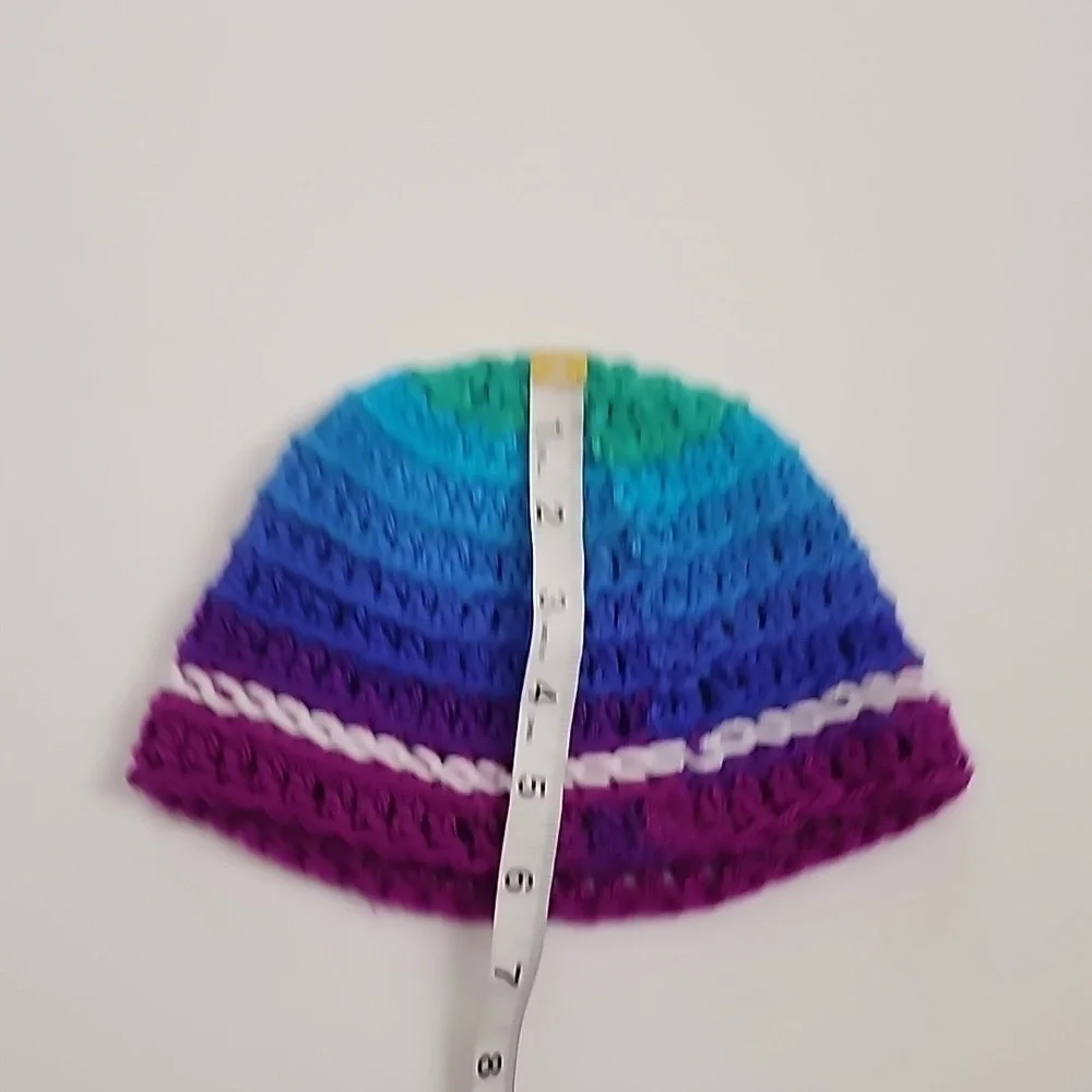 Crochet Beanie Unisex Multicolor Stripes Soft & Stretchy Hat
